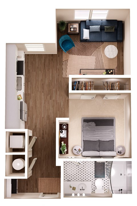 The Crown of Queen City Apartments in Charlotte, North Carolina S1 Floor Plan